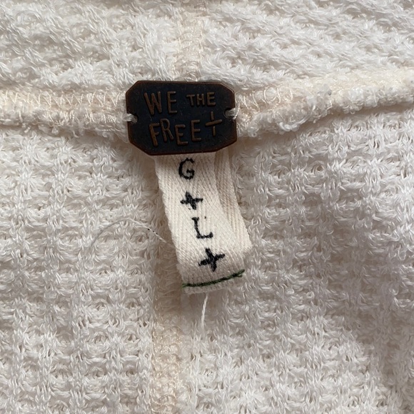 Free People Kate white waffle knit boho off the shoulder tunic top L - Picture 5 of 9